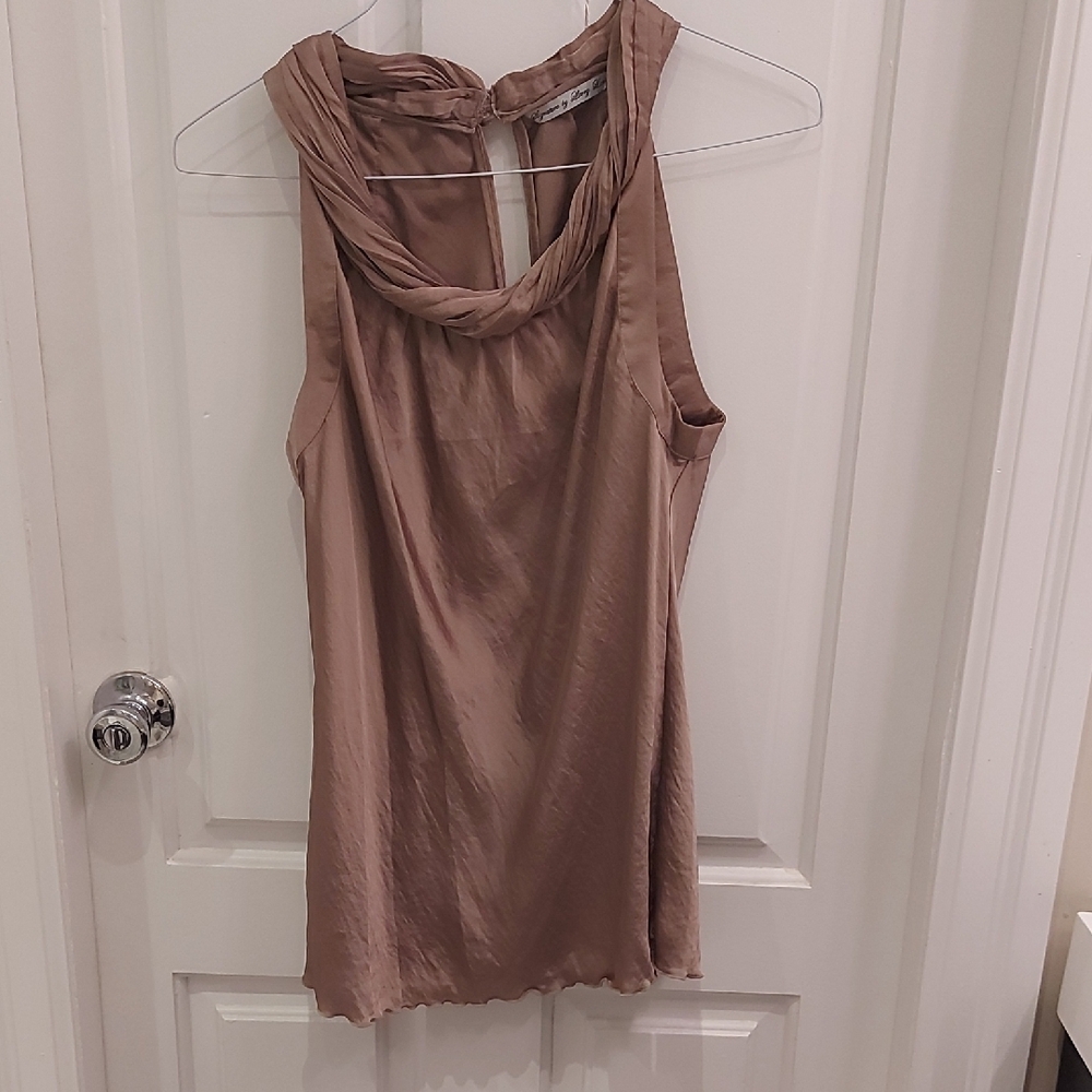 Signature by Larry Levine Taupe Sleeveless Blouse